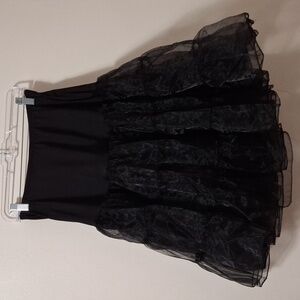 Vintage Tulle Petticoat Half Slip Tutu Underskirt Black FLUFFY SIZE S WOMENS
